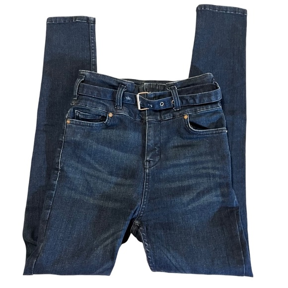 Free People We the Free Super High Rise Retro Jeans with matching Denim Belt 24 - Picture 1 of 14